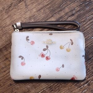 Coach Cream Cherry Pattern Wristlet